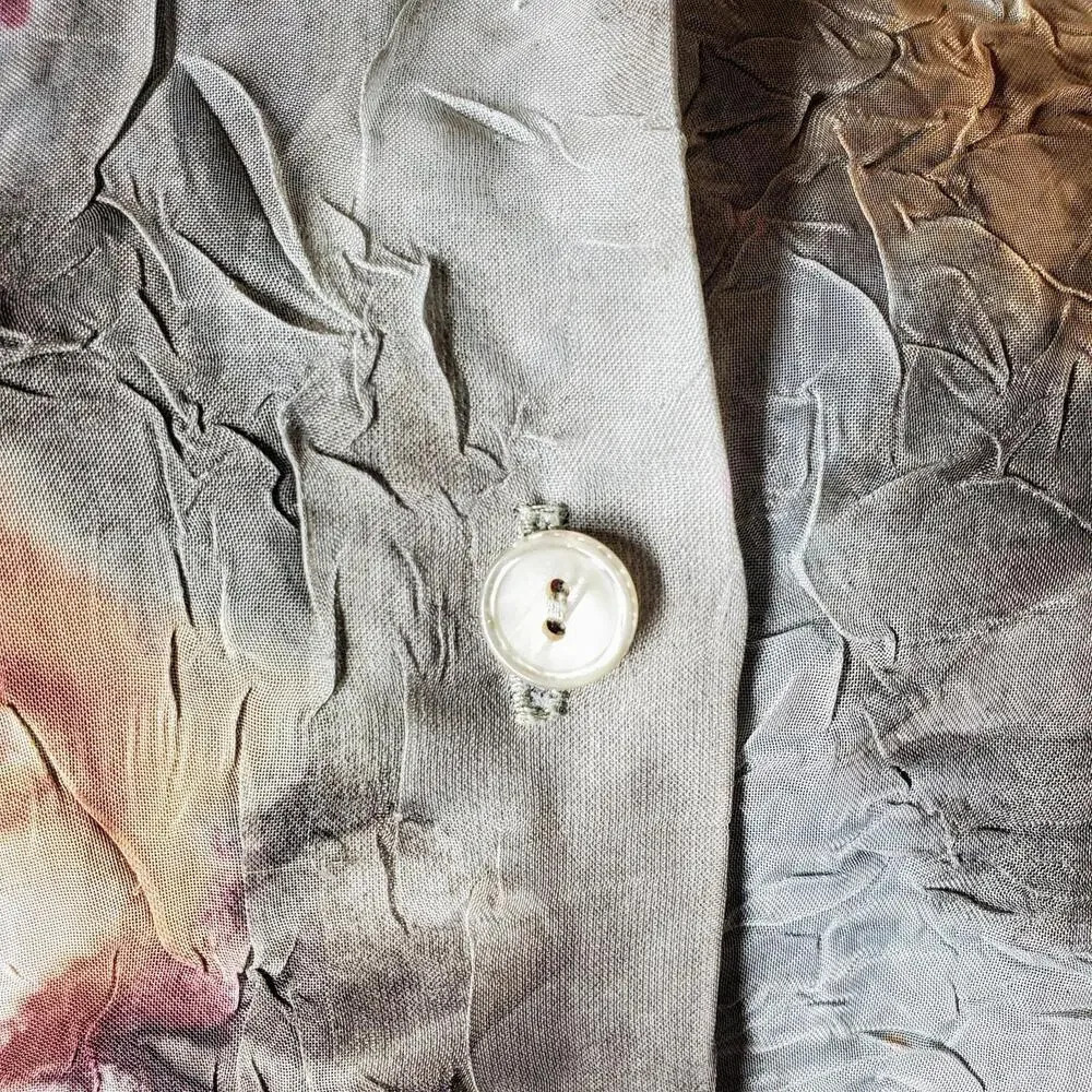 67 Karol Place Vintage Floral Sheer Short Sleeve Button Down Blouse Size Medium - Picture 9 of 12